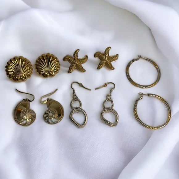 Lot of 5 Vintage Mixed Metals Earrings - Picture 1 of 2